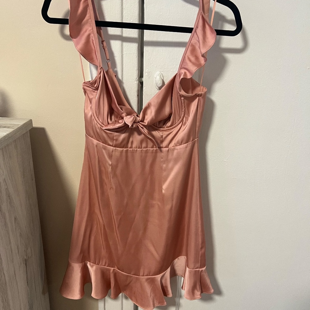 Astr Marla Flutter Strap Satin Minidress in Pink - Picture 3 of 5